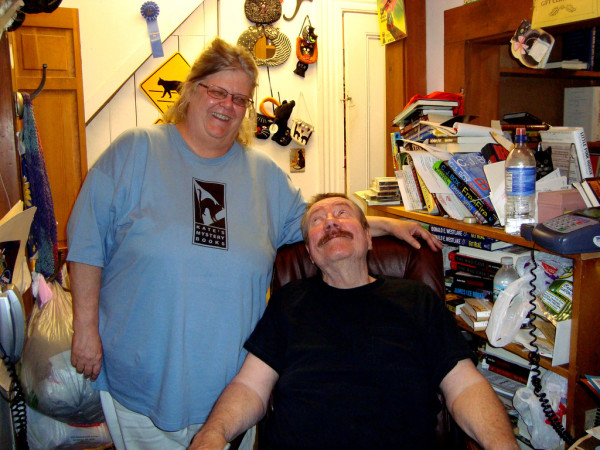 Kate Mattes and Robert Parker at Kate's Mystery Books, August 1, 2009.