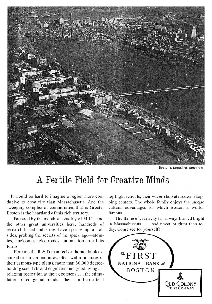 1962 Boston ad, Atlantic Monthly, Nov. 1962 at p. 72A