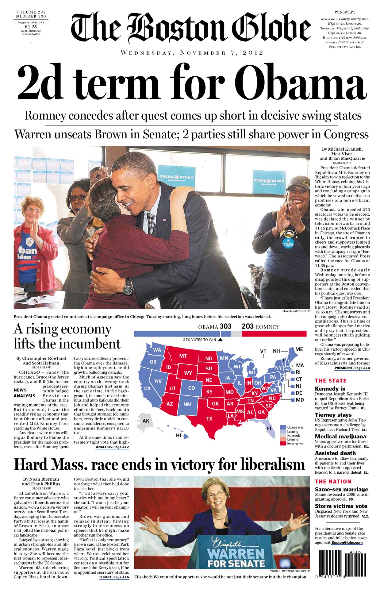 Boston Globe after Obama's re-election