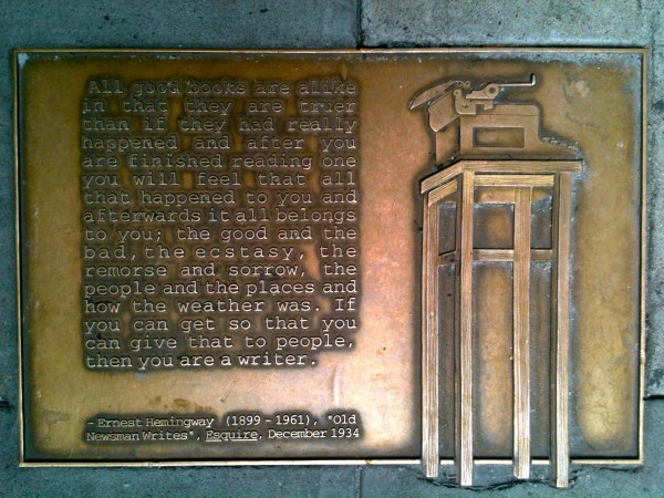 Hemingway plaque