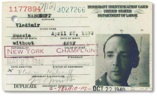 Nabokov immigration card