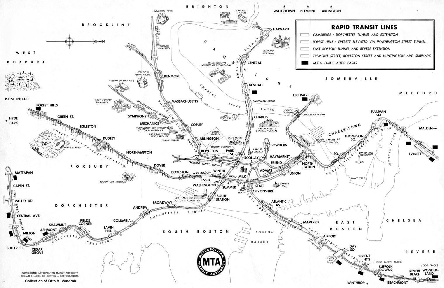 Boston Rapid Transit map 1954
